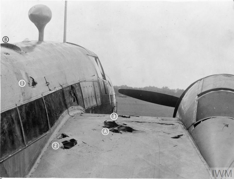 Close-up of the damage caused to Ward’s Vickers Wellington Mark IC, L7818 ‘AA-V,’ 